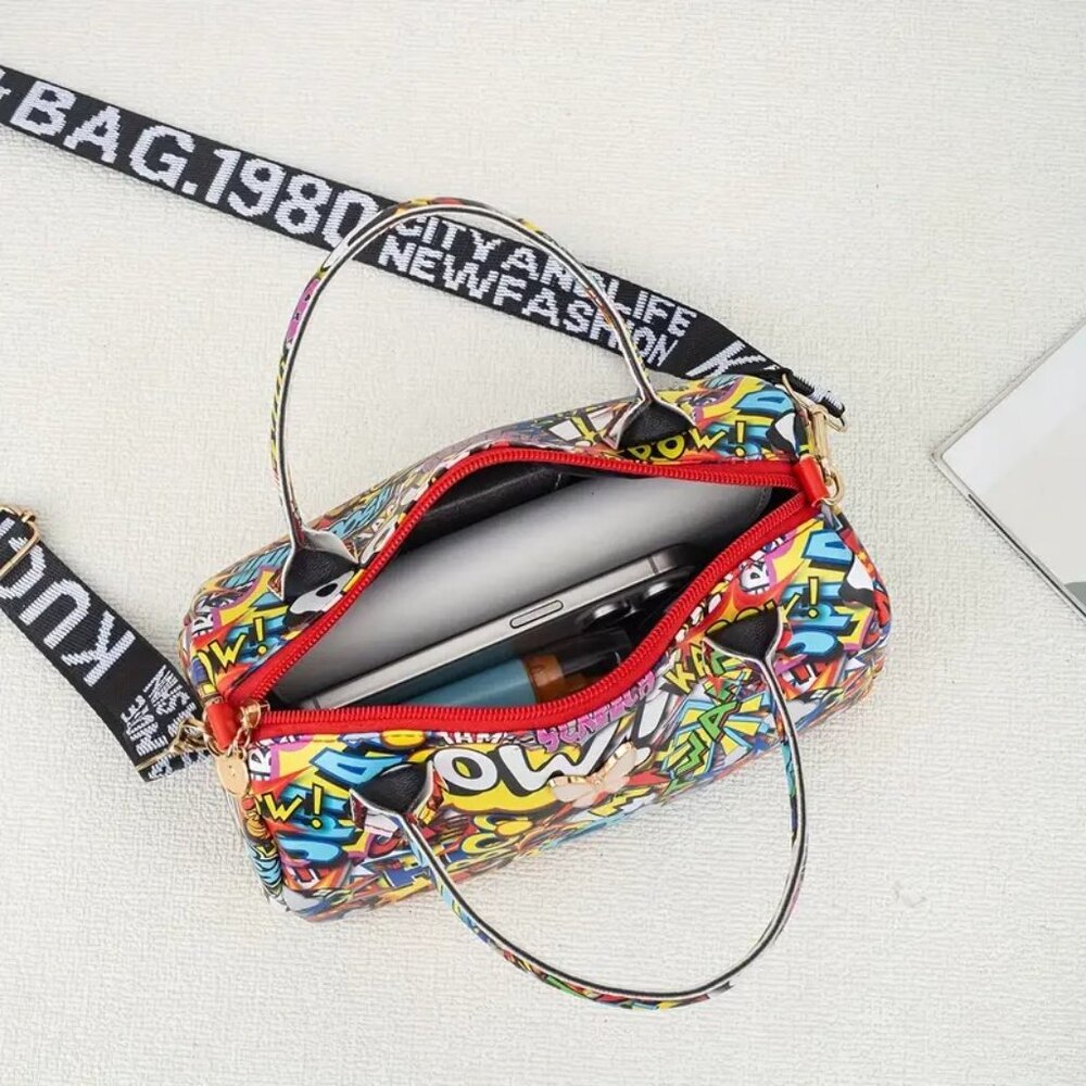 🔥Pop Art Comic Print Mini Crossbody Bag Streetwear Purse Handbag - Picture 6 of 6